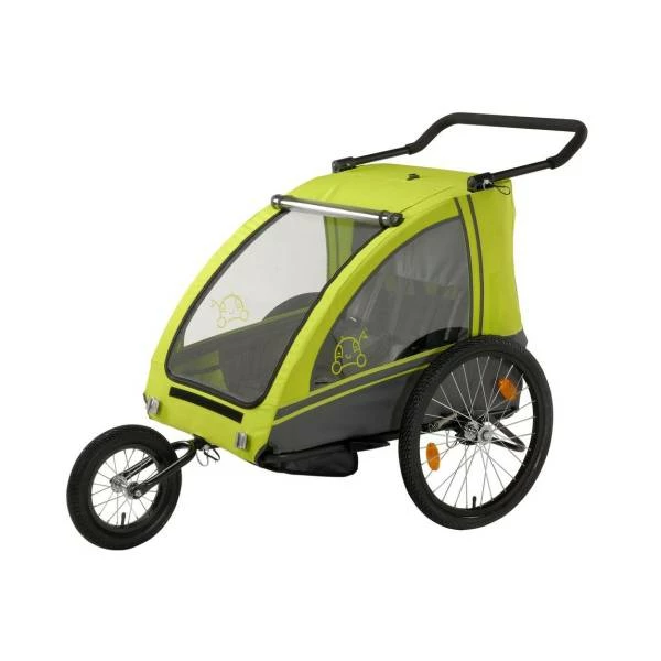 Blue Bird Kinder Fietskar 2-Kinderen - Groen/Grijs 4 Blue Bird Kinder Fietskar 2-Kinderen - Groen/Grijs – Image 2