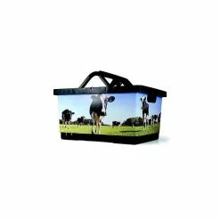 Hollandbikeshop MyBasket Fietsmand 26L Koe - Zwart/Groen/Blauw